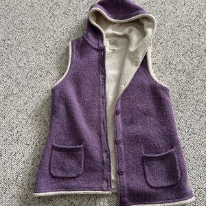 L.L. Bean Purple and Cream Hooded Sweater Vest